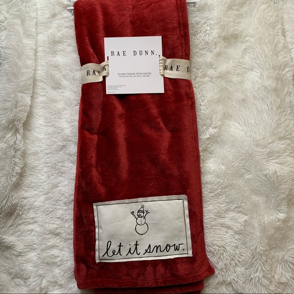 Rae Dunn Let It Snow Red Plush Throw